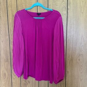 Talbots Magenta Blouse with Pleated Sleeves